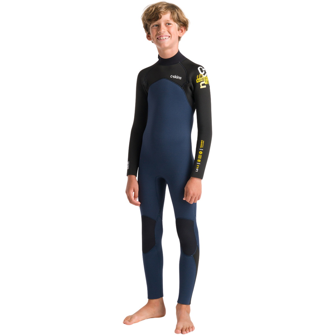 2025 C-Skins Junior NuWave Legend 4/3mm Back Zip Wetsuit C-NLE43JBZ - Bluestone / Black / Multi